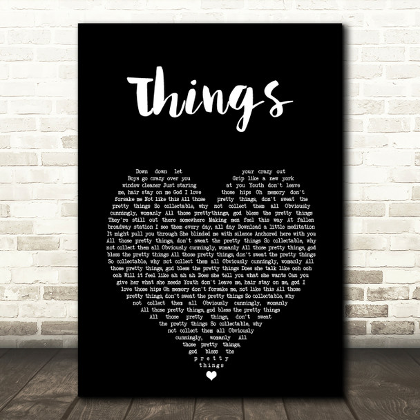 Robbie Williams Things Black Heart Song Lyric Art Print