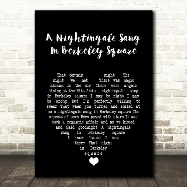 Tori Amos, David Arnold A Nightingale Sang In Berkeley Square Black Heart Song Lyric Art Print