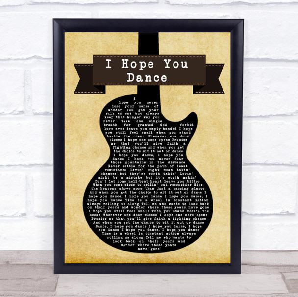 Lee Ann Womack I Hope You Dance Black Guitar Song Lyric Quote Print