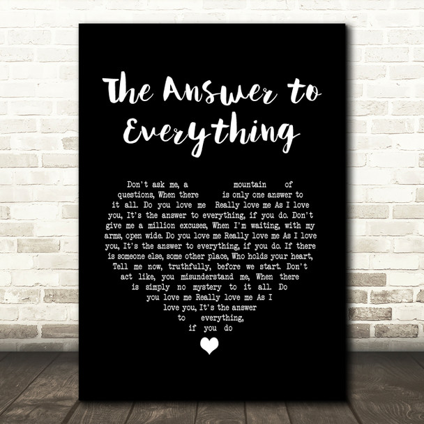 Joe Dolan The Answer to Everything Black Heart Song Lyric Art Print