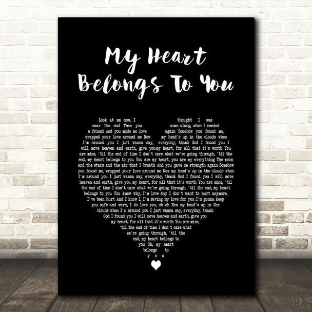 Peabo Bryson My Heart Belongs To You Black Heart Song Lyric Art Print