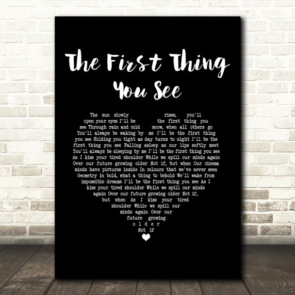 Bruno Major The First Thing You See Black Heart Song Lyric Art Print
