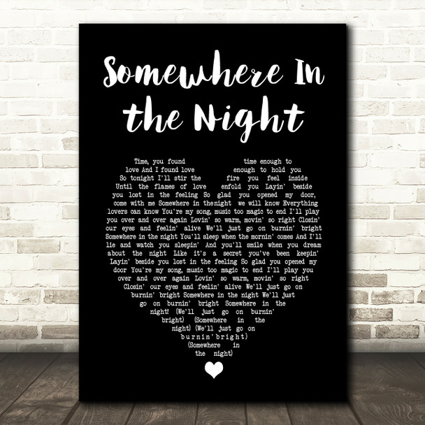 Barry Manilow Somewhere In the Night Black Heart Song Lyric Art Print