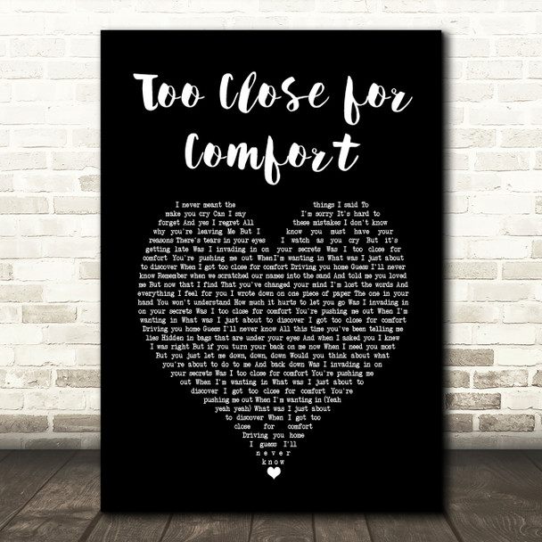 McFly Too Close for Comfort Black Heart Song Lyric Art Print