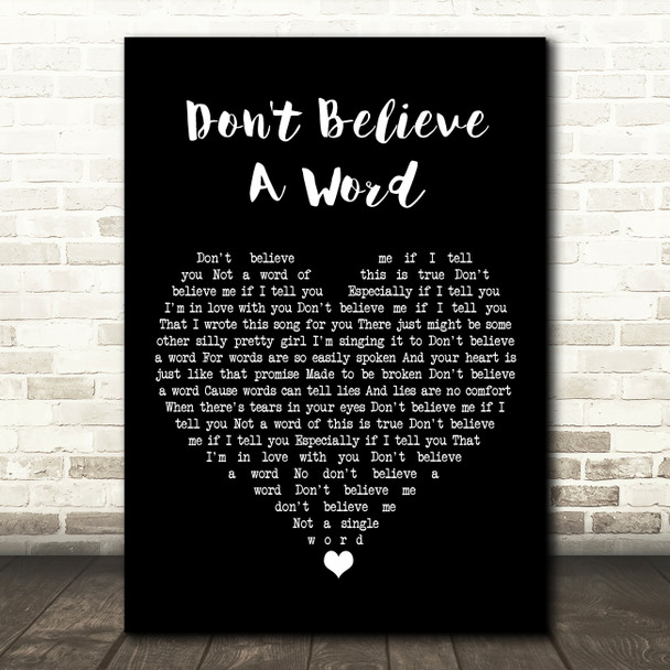 Thin Lizzy Don't Believe A Word Black Heart Song Lyric Art Print