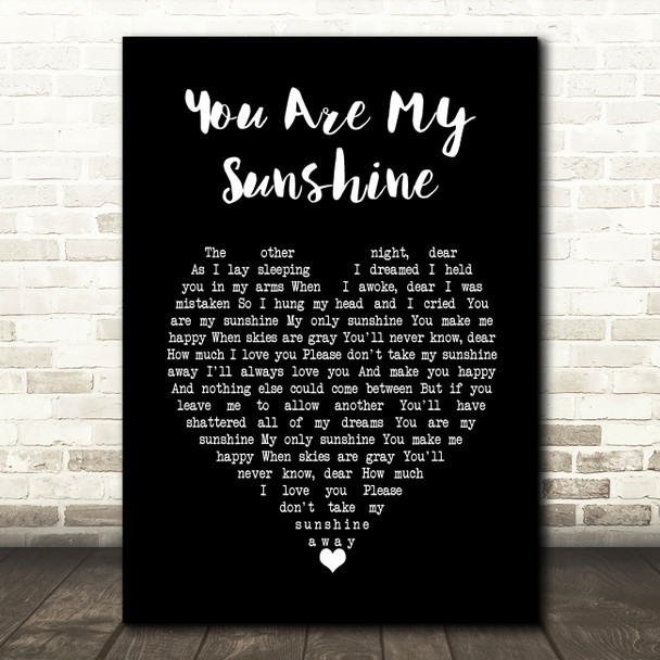 Jasmine Thompson You Are My Sunshine Black Heart Song Lyric Art Print