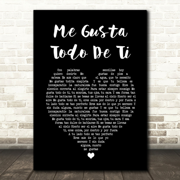 Banda El Recodo Me Gusta Todo De Ti Black Heart Song Lyric Art Print