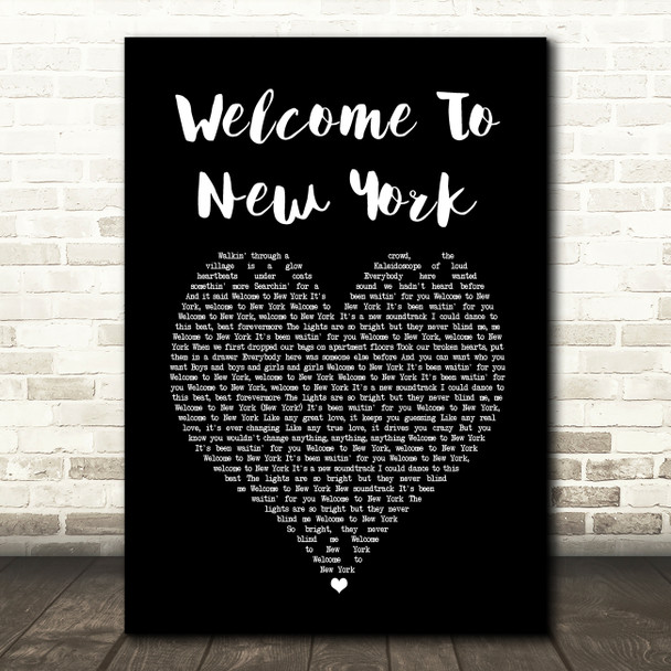 Taylor Swift Welcome To New York Black Heart Song Lyric Art Print