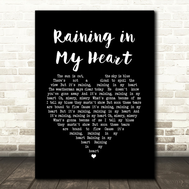 Buddy Holly Raining in My Heart Black Heart Song Lyric Art Print