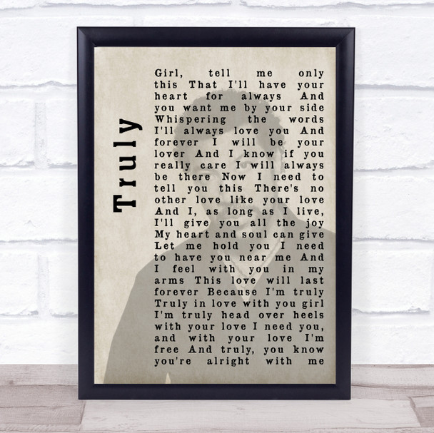 Lionel Richie Truly Shadow Song Lyric Quote Print