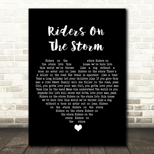 The Doors Riders On The Storm Black Heart Song Lyric Art Print