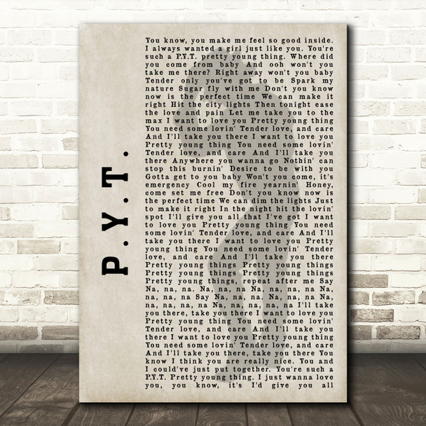 Michael Jackson PYT Shadow Song Lyric Quote Print