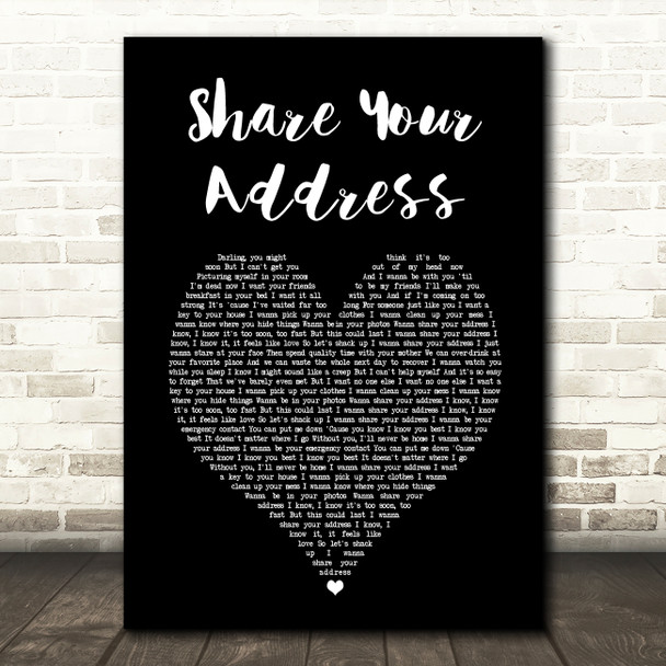 Ben Platt Share Your Address Black Heart Song Lyric Art Print