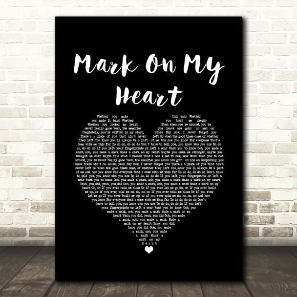 Olly Murs Mark On My Heart Black Heart Song Lyric Art Print
