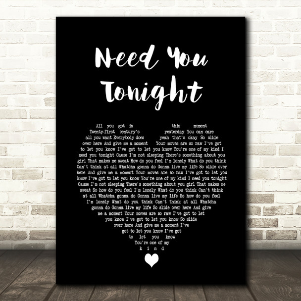 INXS Need You Tonight Black Heart Song Lyric Art Print