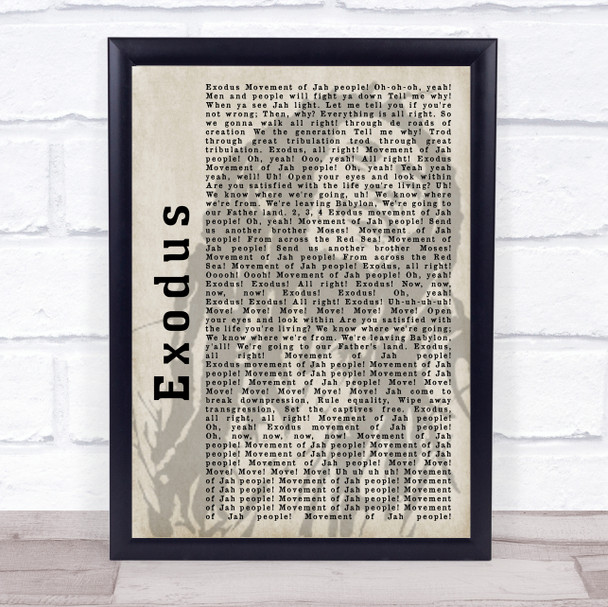 Bob Marley Exodus Shadow Song Lyric Quote Print