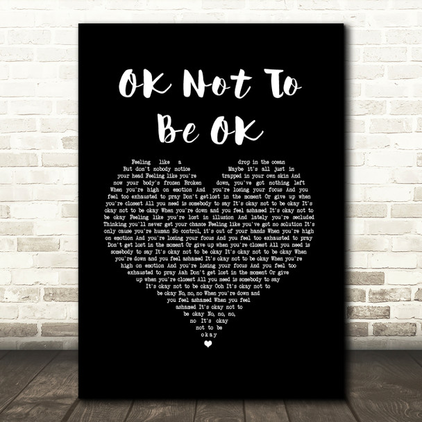 Marshmello & Demi Lovato OK Not To Be OK Black Heart Song Lyric Art Print