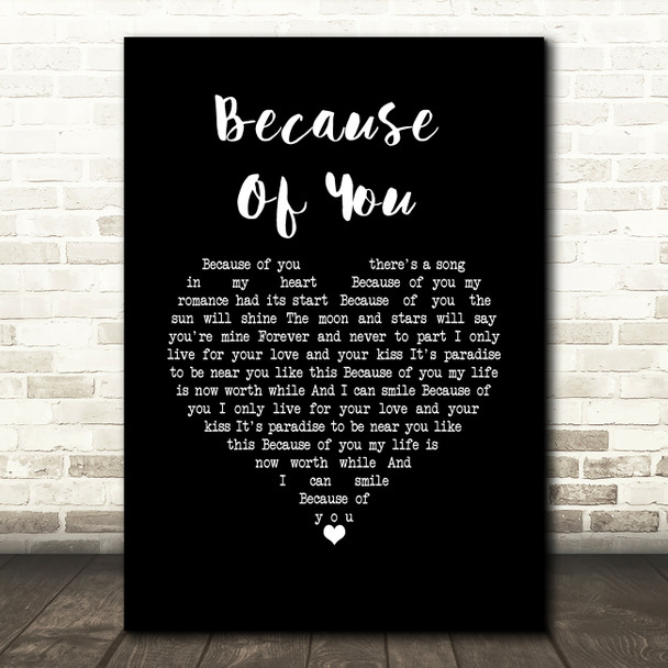 Tony Bennett feat. k.d. lang Because Of You Black Heart Song Lyric Art Print