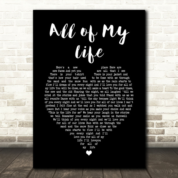 Phoebe Katis All of My Life Black Heart Song Lyric Art Print