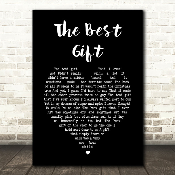 Barbra Streisand The Best Gift Black Heart Song Lyric Art Print