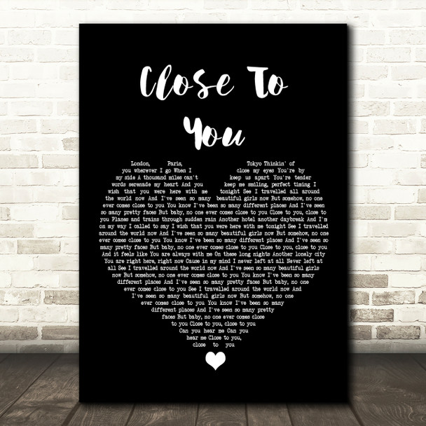 JLS Close To You Black Heart Song Lyric Art Print
