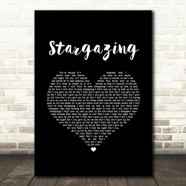 Kygo feat. Justin Jesso Stargazing Black Heart Song Lyric Art Print