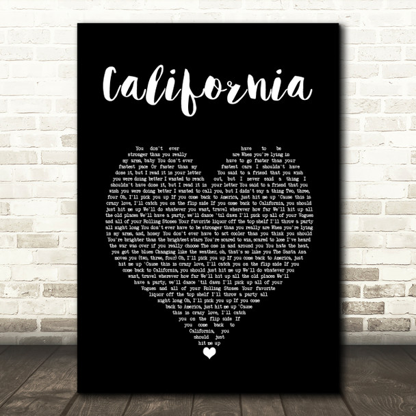 Lana Del Rey California Black Heart Song Lyric Art Print