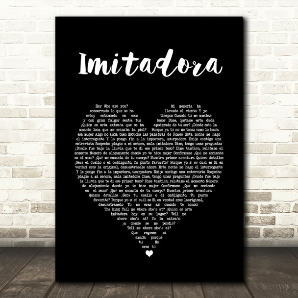 Romeo Santos Imitadora Black Heart Song Lyric Art Print