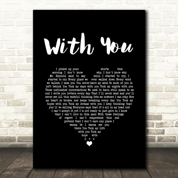 Amanda Holden With You Black Heart Song Lyric Art Print