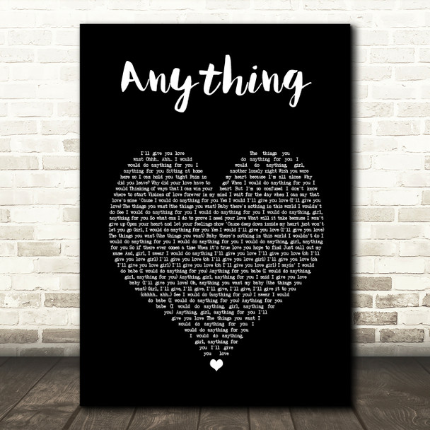 3T Anything Black Heart Song Lyric Art Print