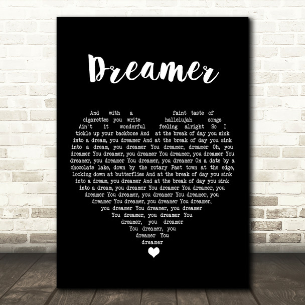 Jenn Grant Dreamer Black Heart Song Lyric Art Print