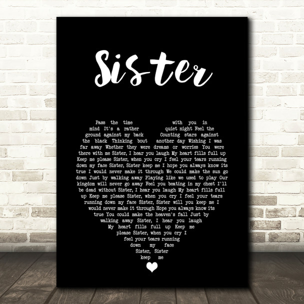Dave Matthews Sister Black Heart Song Lyric Art Print
