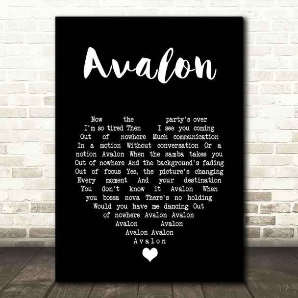 Roxy Music Avalon Black Heart Song Lyric Art Print