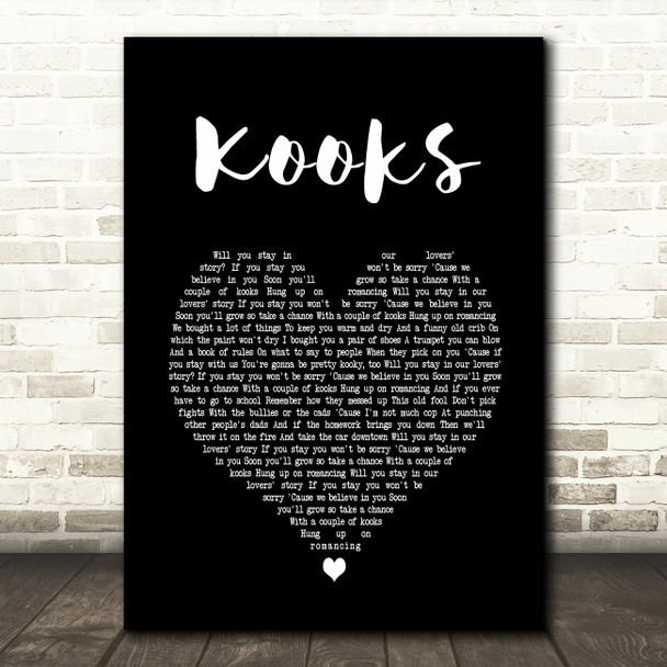 David Bowie Kooks Black Heart Song Lyric Art Print