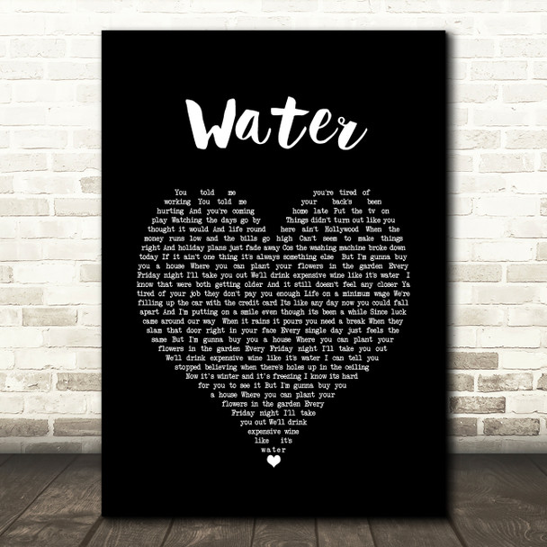 Jamie Grey Water Black Heart Song Lyric Art Print