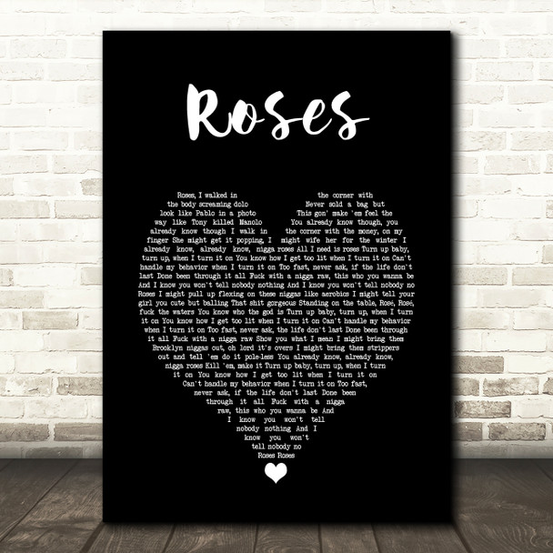 Saint Jhn Roses Black Heart Song Lyric Art Print