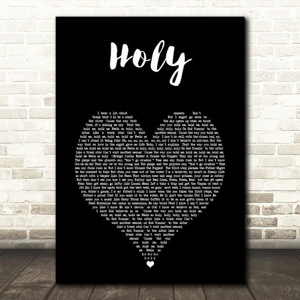 Justin Bieber Holy Black Heart Song Lyric Art Print