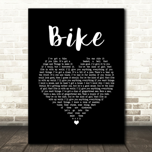 Pink Floyd Bike Black Heart Song Lyric Art Print
