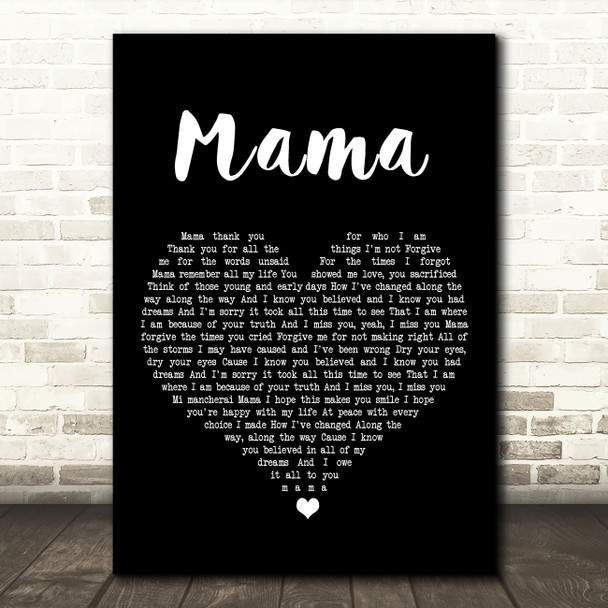 Il Divo Mama Black Heart Song Lyric Art Print