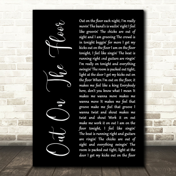 Dobie Gray Out On The Floor Black Script Song Lyric Art Print