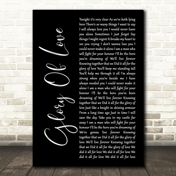 Peter Cetera Glory Of Love Black Script Song Lyric Art Print