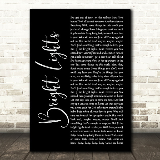 Matchbox 20 Bright Lights Black Script Song Lyric Art Print