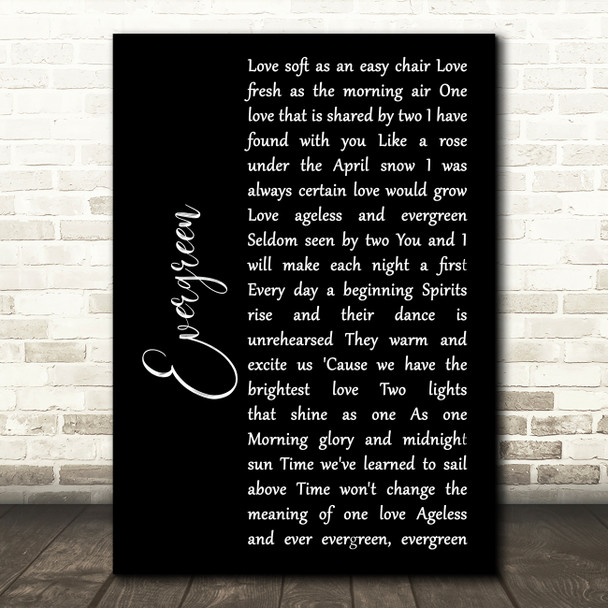 Barbra Streisand Evergreen Black Script Song Lyric Art Print