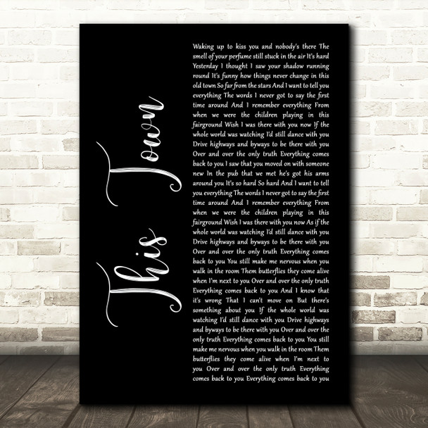 Niall Horan This Town Black Script Song Lyric Art Print