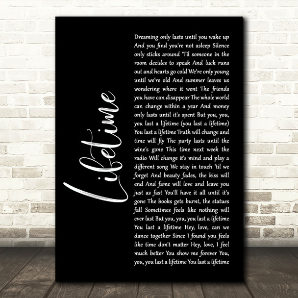 Emeli Sandé Lifetime Black Script Song Lyric Art Print