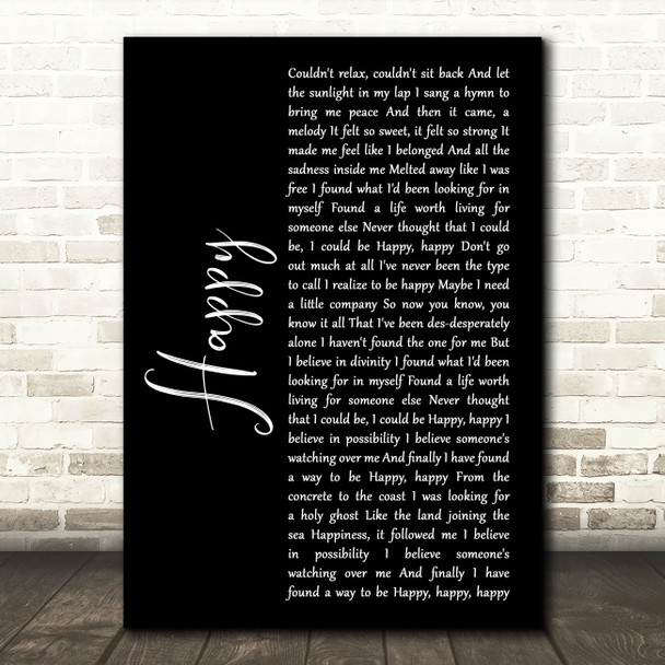 Marina & The Diamonds Happy Black Script Song Lyric Art Print