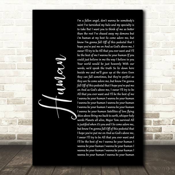 Imelda May Human Black Script Song Lyric Art Print