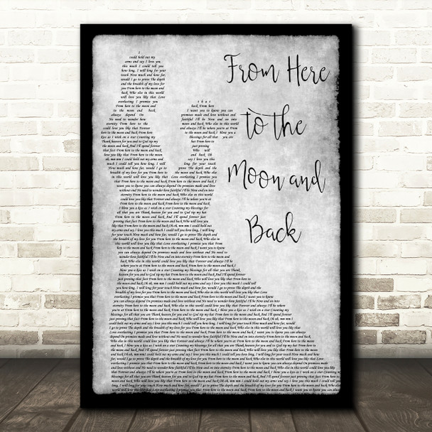 Willie Nelson ft. Dolly Parton From Here to the Moon and Back Grey Man Lady Dancing Song Lyric Art Print