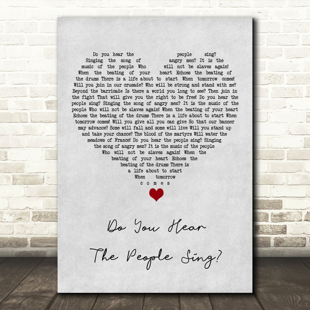 Les Miserables Cast Do You Hear The People Sing Grey Heart Song Lyric Art Print