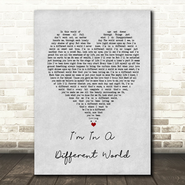 Four Tops I'm In A Different World Grey Heart Song Lyric Art Print